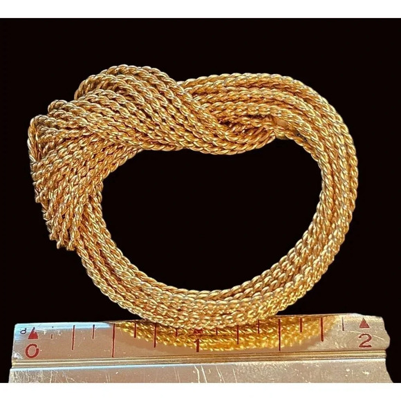 Vtg Brooch Napier 2 inch 1960’s Twisted Rope Gold Tone Knot Pin  Signed Feminine - Picture 9 of 10